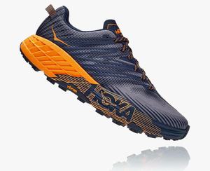 Hoka One One Men's Speedgoat 4 Trail Shoes Black/Orange Clearance [MHFXA-5341]